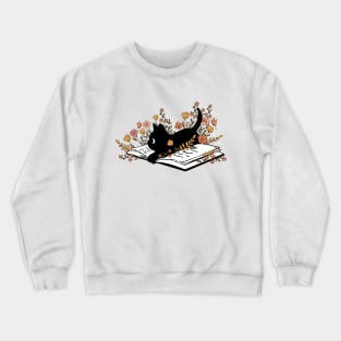 Cat & Book and Flower Crewneck Sweatshirt